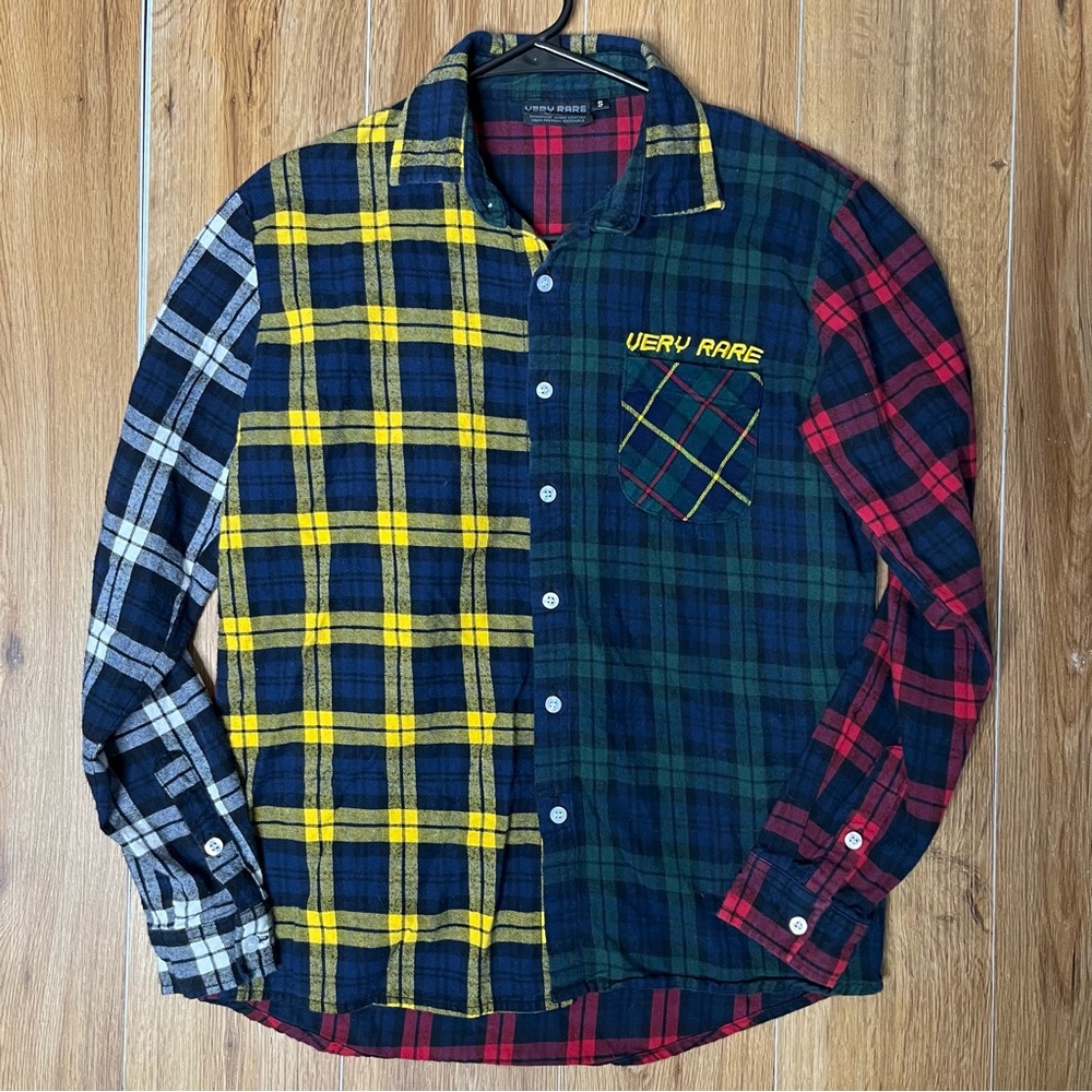Very Rare Brand Color Block Flannel SMALL Vibe Check Red White Yellow Blue